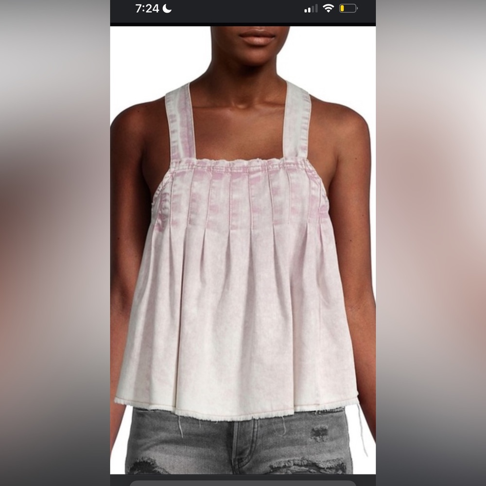 Washed pink free people denim top
